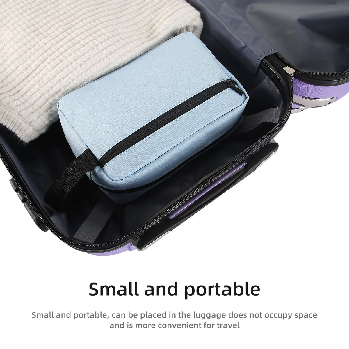 Icramsy Travel Toiletry Bag Sky Blue interior view