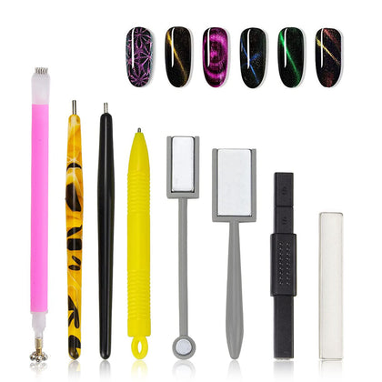 Ideal Swan Magnetic Nail Tool Set displaying eight magnetic tools