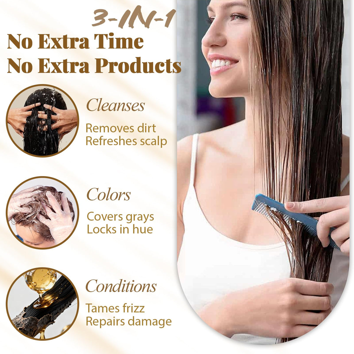 iemokoda Blonde Brown Hair Dye Shampoo 3 in 1 application process