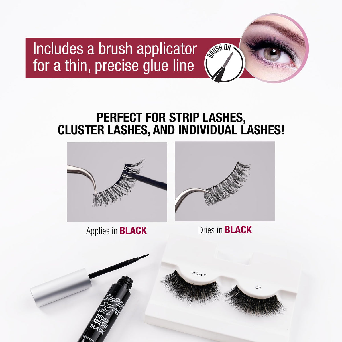 iENVY eyelash adhesive showing waterproof feature