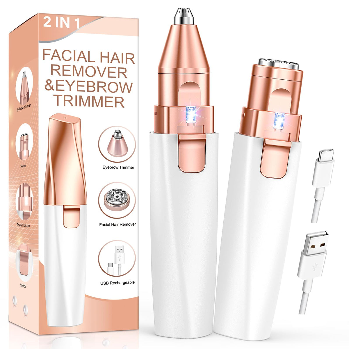 IFANZETECH Eyebrow Trimmer front view with LED light
