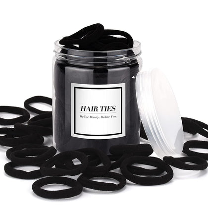 iFwevs 50PCS Black Hair Ties front view in packaging