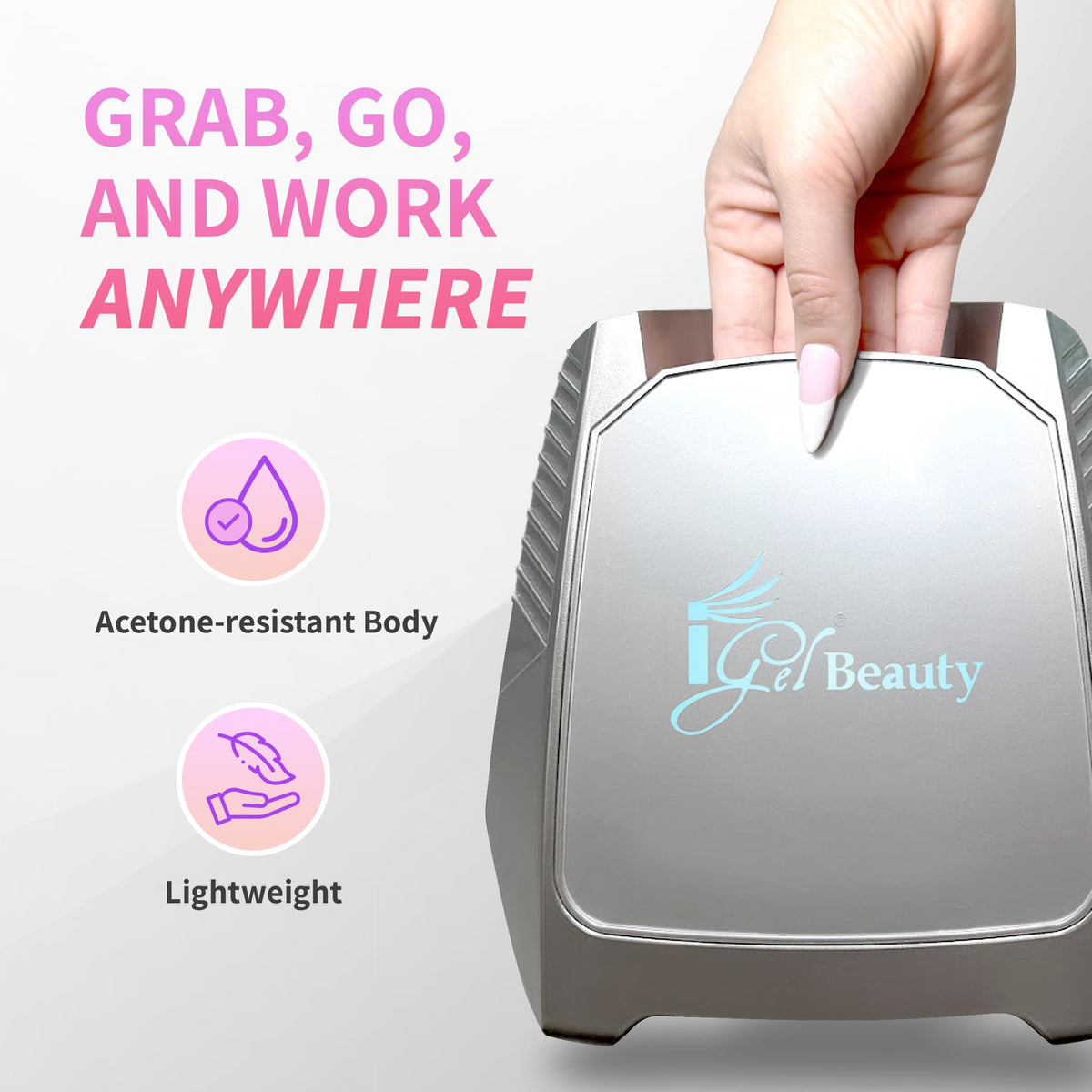 iGel Beauty Hybrid PRO 2.0 UV/LED Nail Lamp in use during manicure