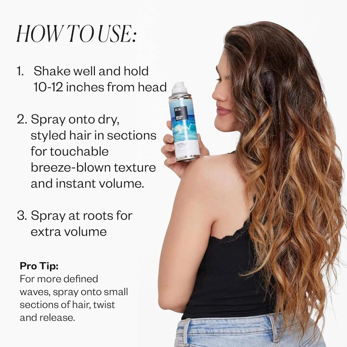 IGK Beach Club Texture Spray showing texture on hair