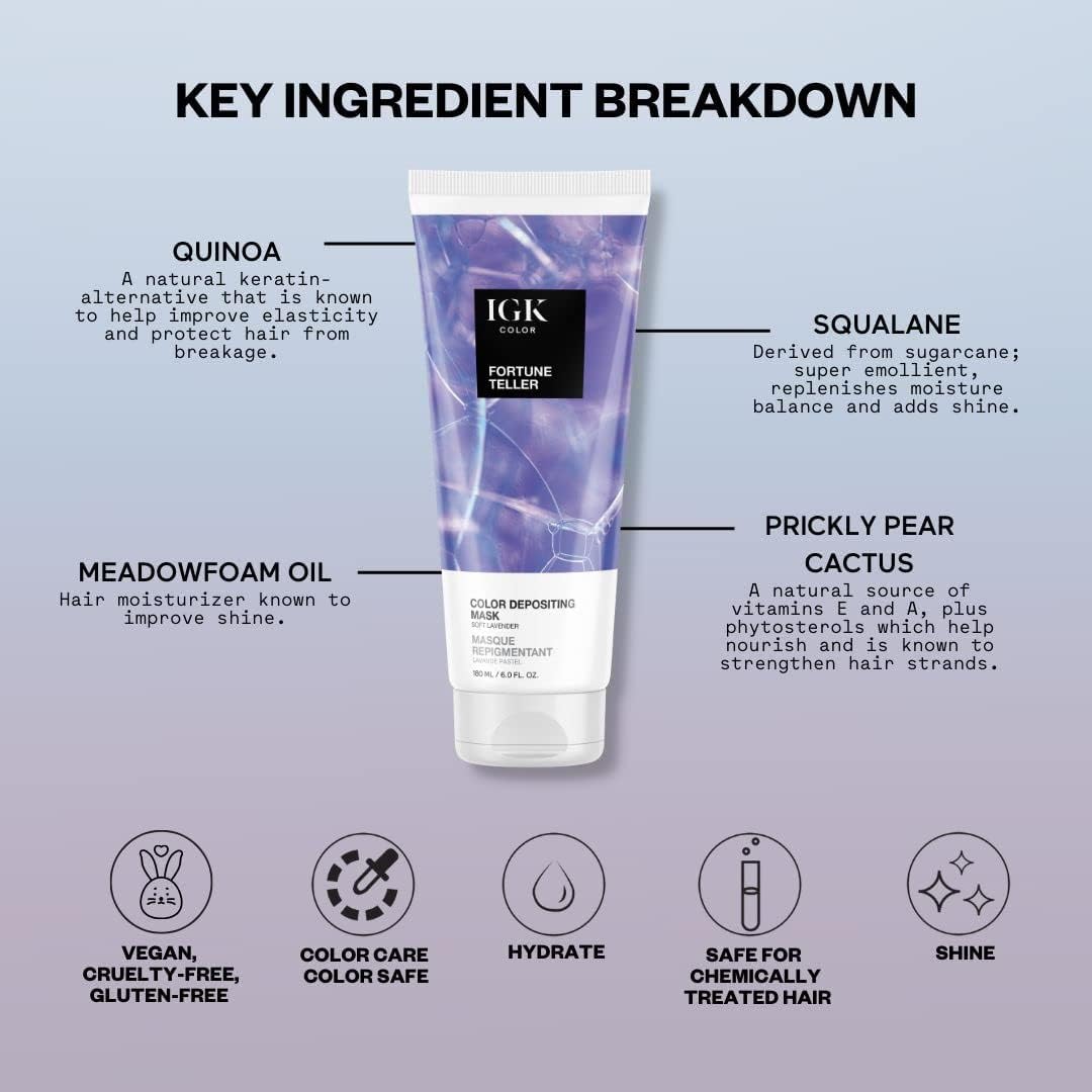 IGK Color Depositing Mask FORTUNE TELLER Soft Lavender packaging