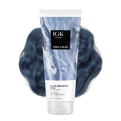 IGK Color Depositing Mask PEEK-A-BLUE front view with packaging