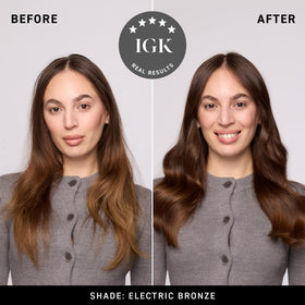 IGK Electric Bronze Hair Gloss side view showing packaging