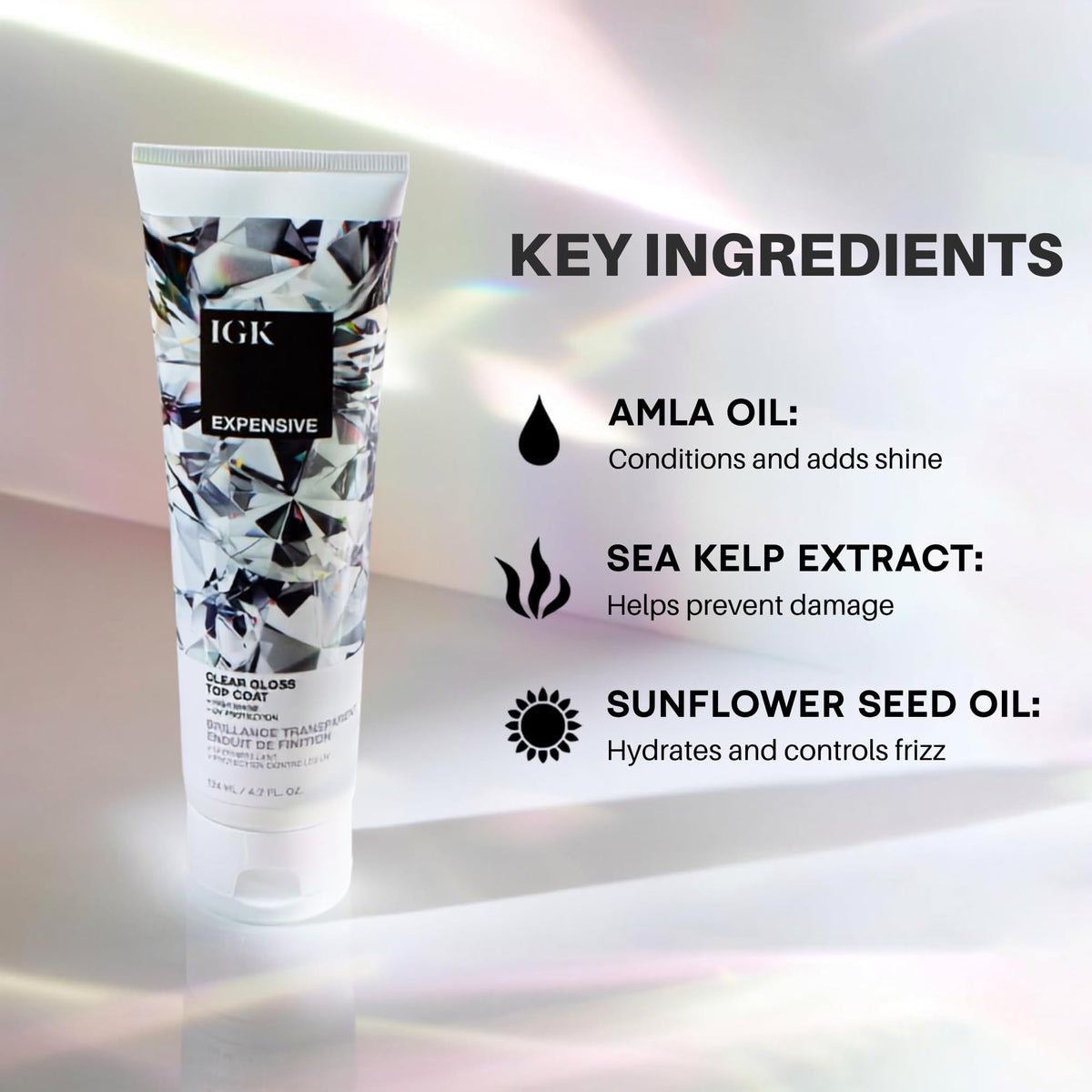 IGK Expensive Clear Gloss Top Coat application on wet hair