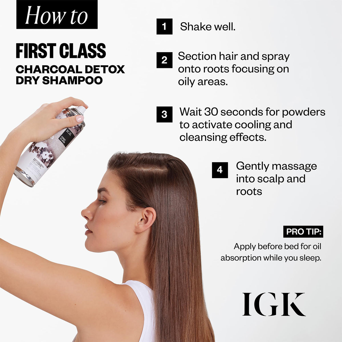 IGK First Class Charcoal Detox Dry Shampoo 11 Oz with product details