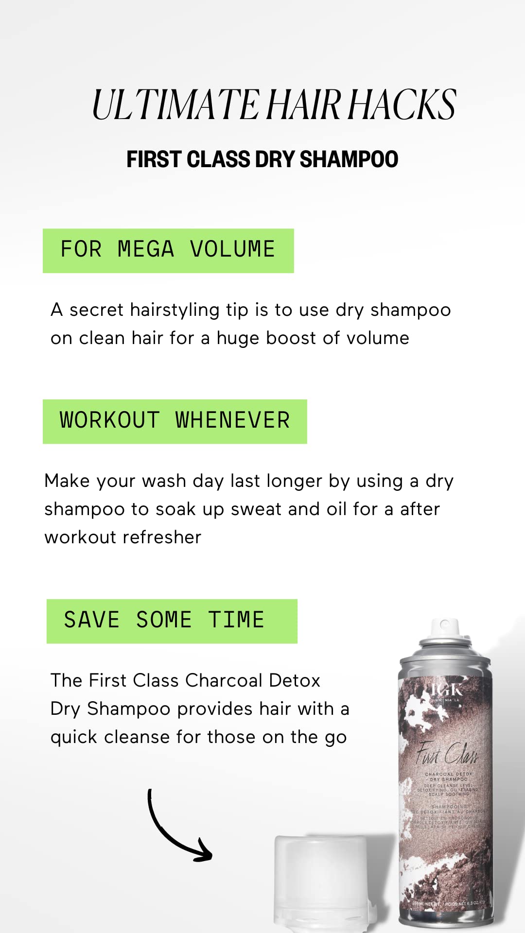 IGK First Class Charcoal Detox Dry Shampoo 2 oz side view