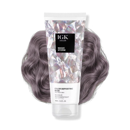 IGK Pale Violet Gray Hair Gloss front view with packaging