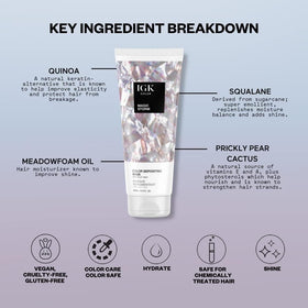 IGK Pale Violet Gray Hair Gloss with hair styling tools