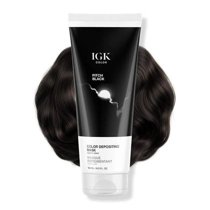 IGK Pitch Black Hair Gloss front view with packaging