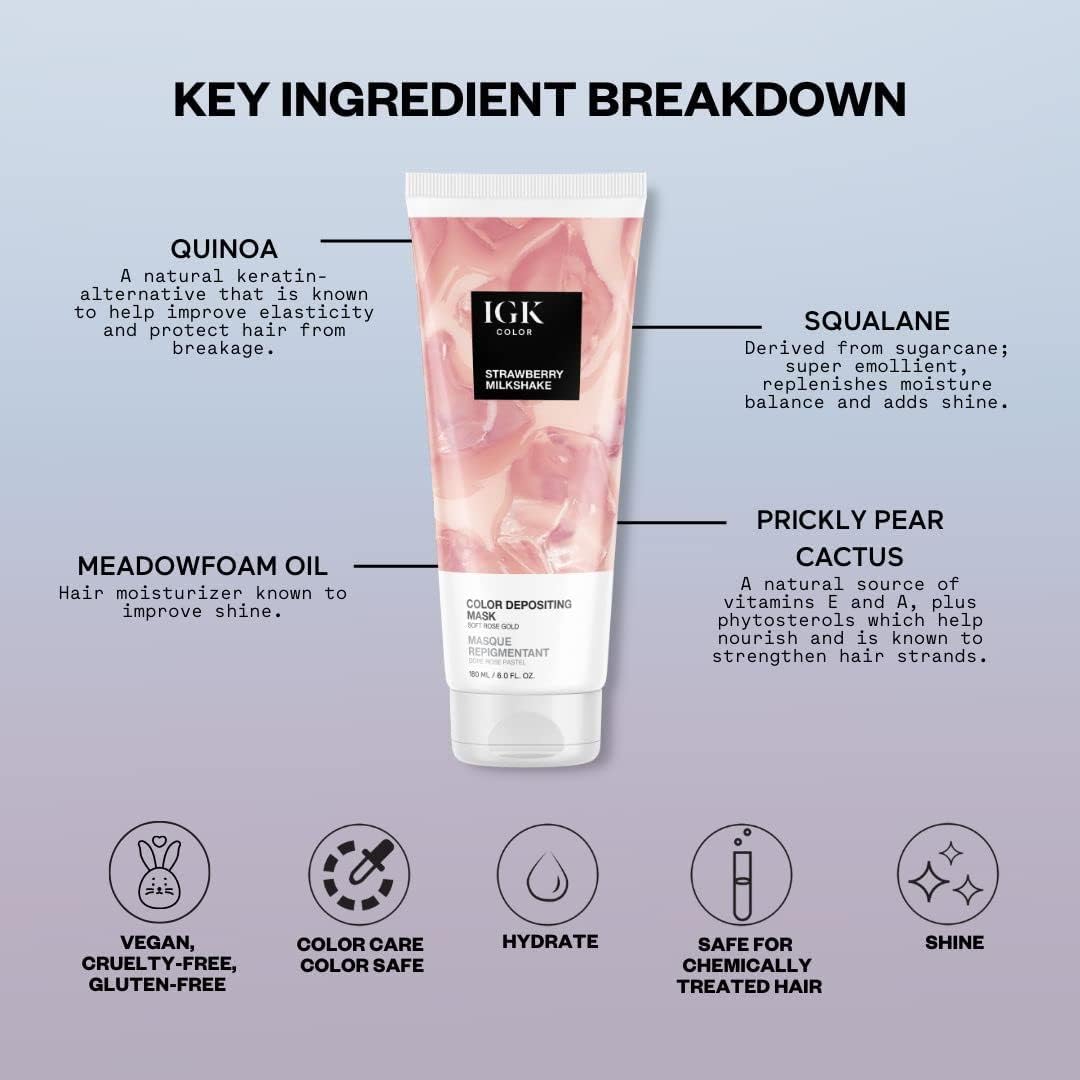 IGK Strawberry Milkshake Hair Gloss with fresh strawberries