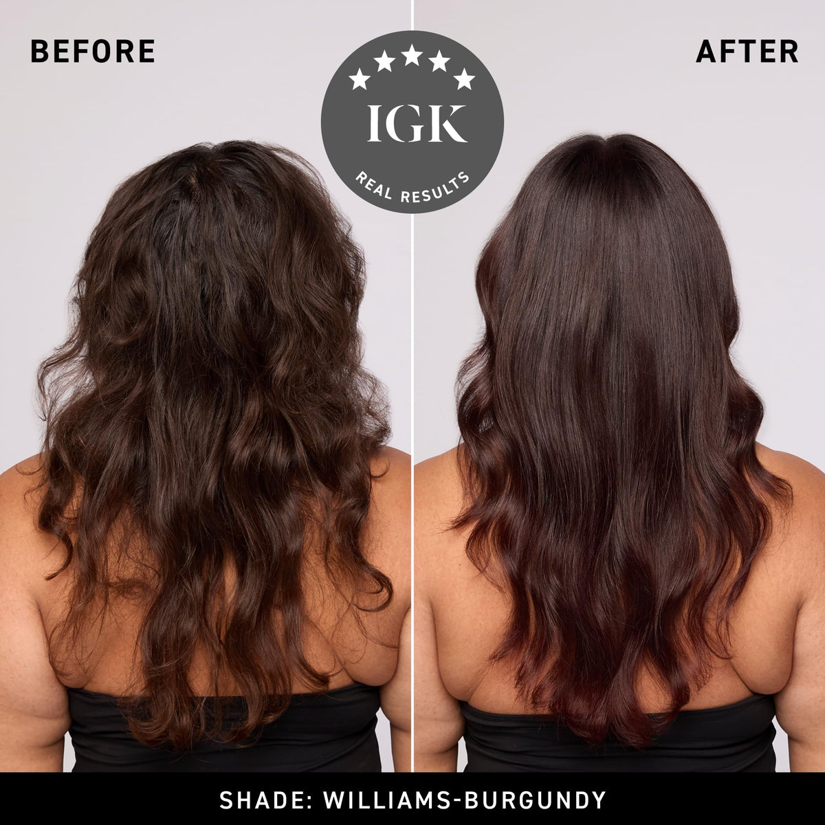 IGK Williams Burgundy Hair Gloss back view with ingredients