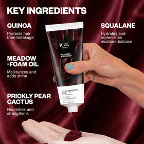 IGK Williams Burgundy Hair Gloss on a vanity table
