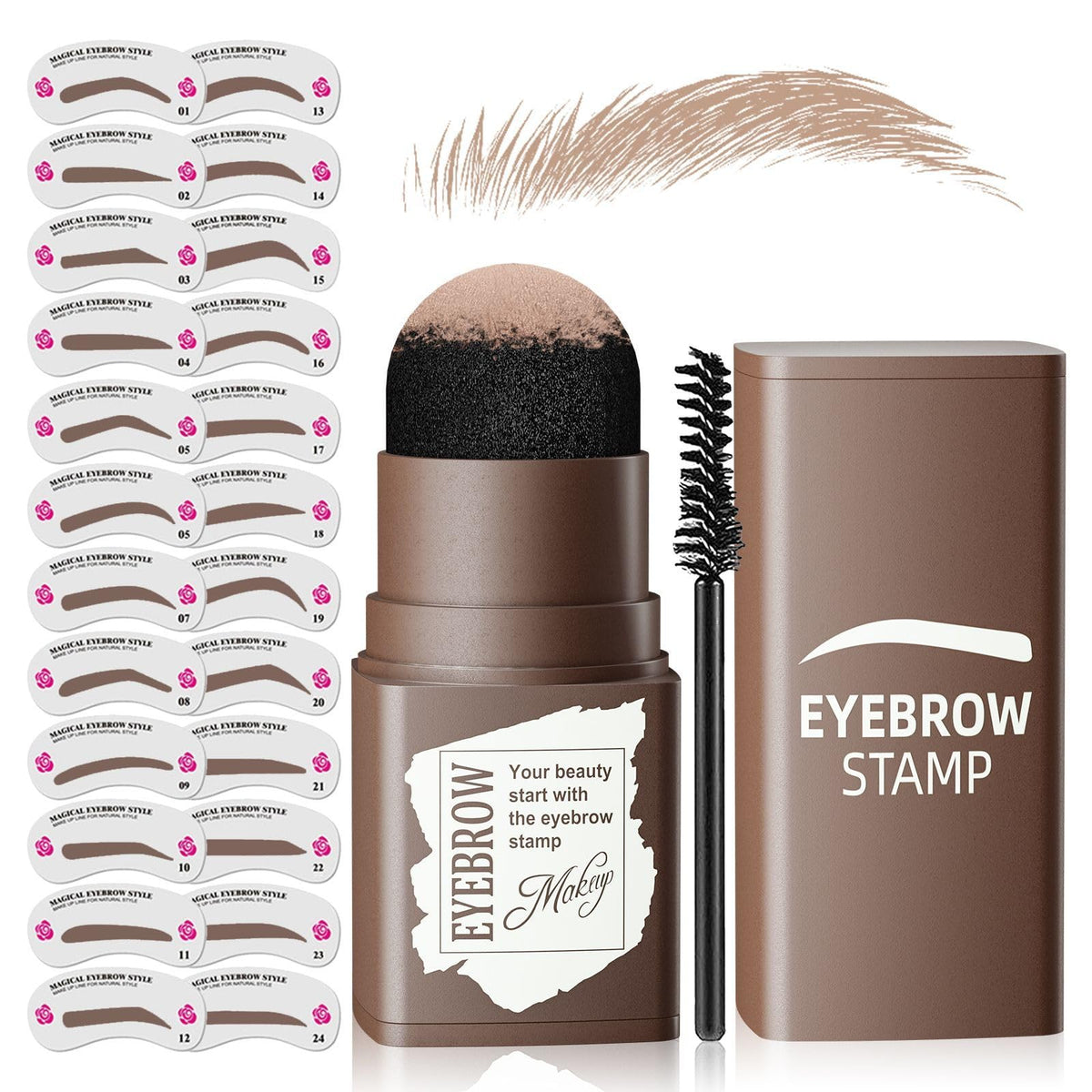 Ihrlpxkc Eyebrow Stamp Stencil Kit front view with 24 shapes