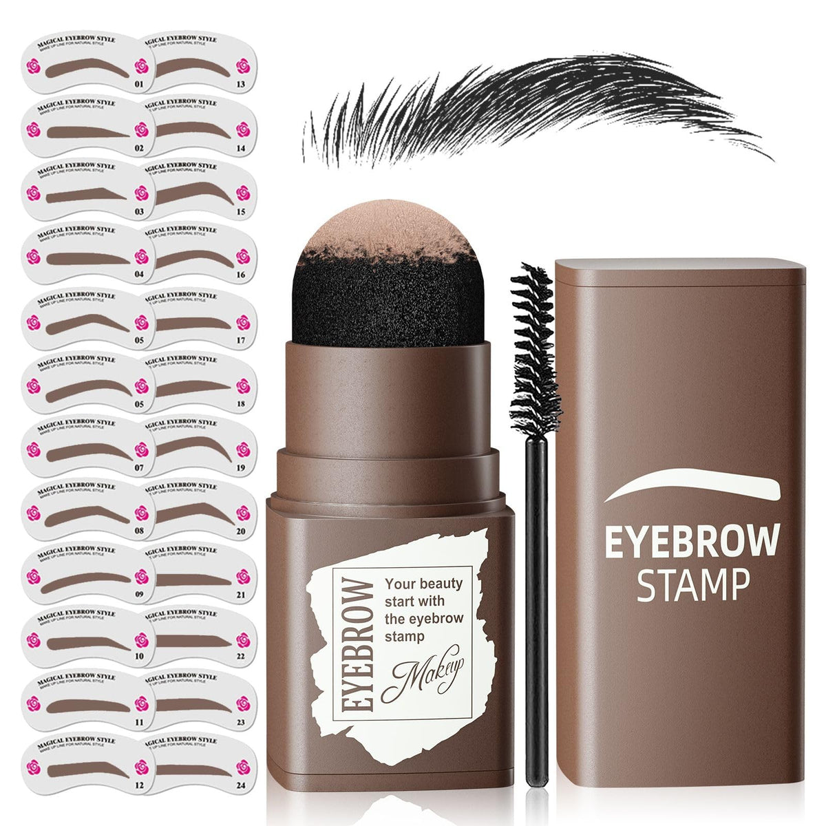 Ihrlpxkc Eyebrow Stamp Stencil Kit with 24 shapes front view