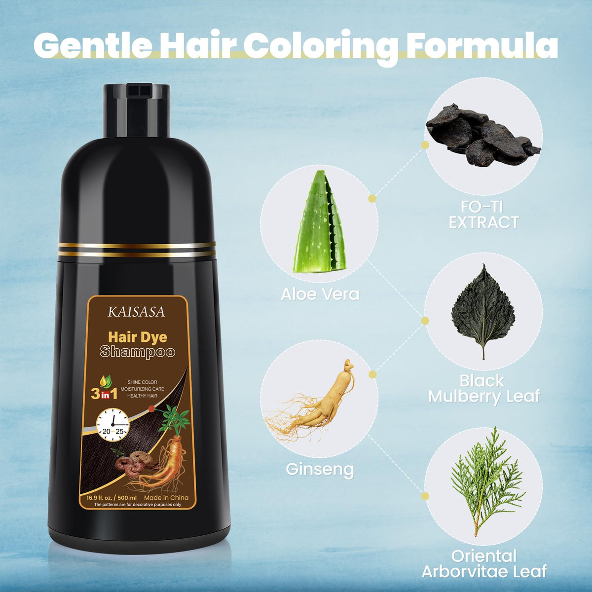 IIIMEIDU Brown Hair Dye Shampoo application process in a bathroom