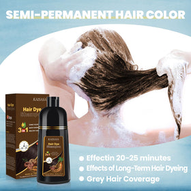 IIIMEIDU Brown Hair Dye Shampoo lifestyle scene with happy user