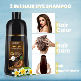 IIIMEIDU Brown Hair Dye Shampoo with gloves and towel