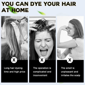 IIIMEIDU Dark Brown Hair Dye Shampoo with gloves and application