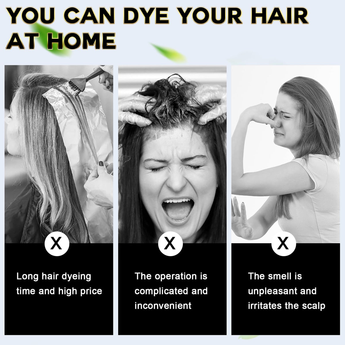IIIMEIDU Dark Coffee Hair Dye Shampoo 3 in 1 application process