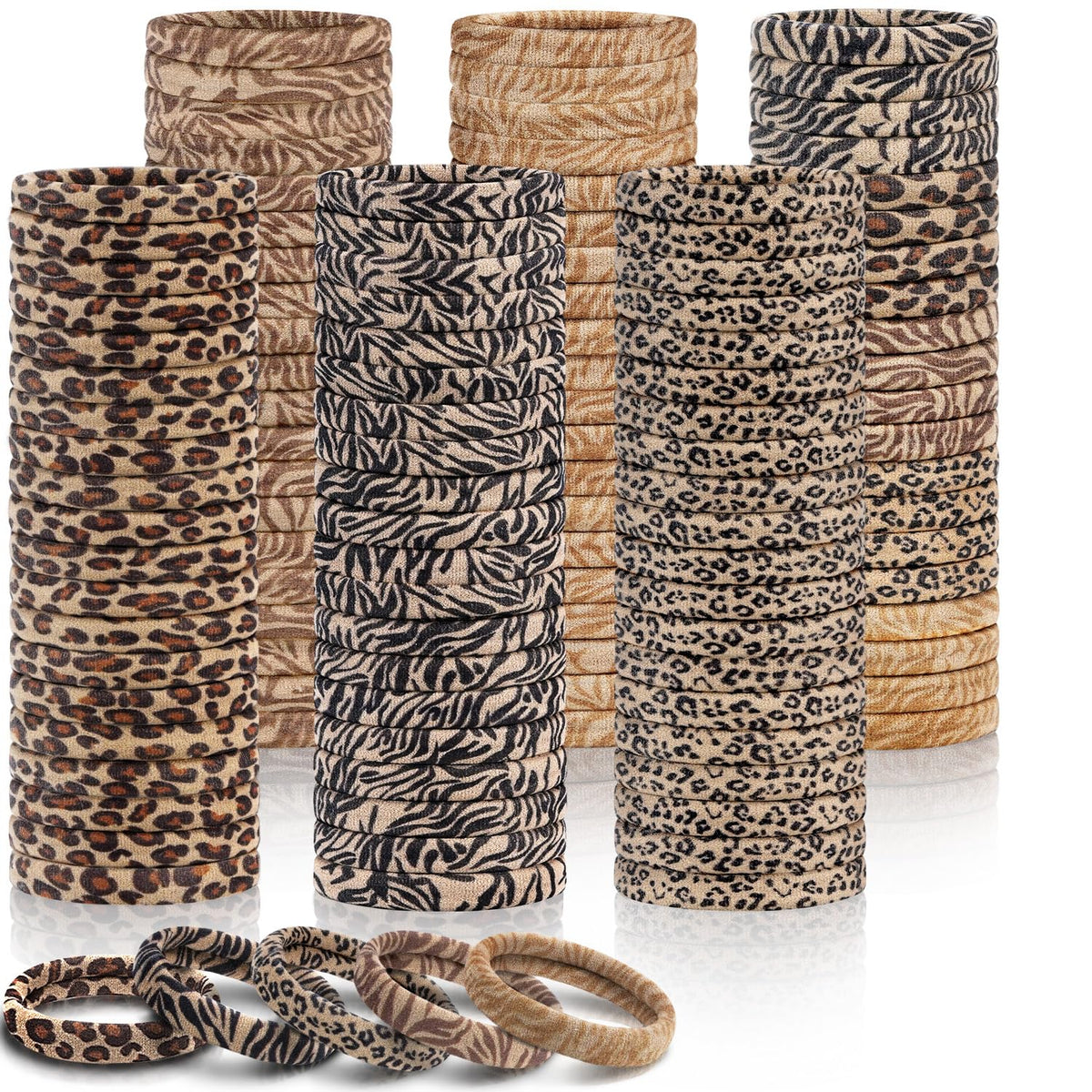 IKOCO 150PCS Leopard Print Hair Ties front view