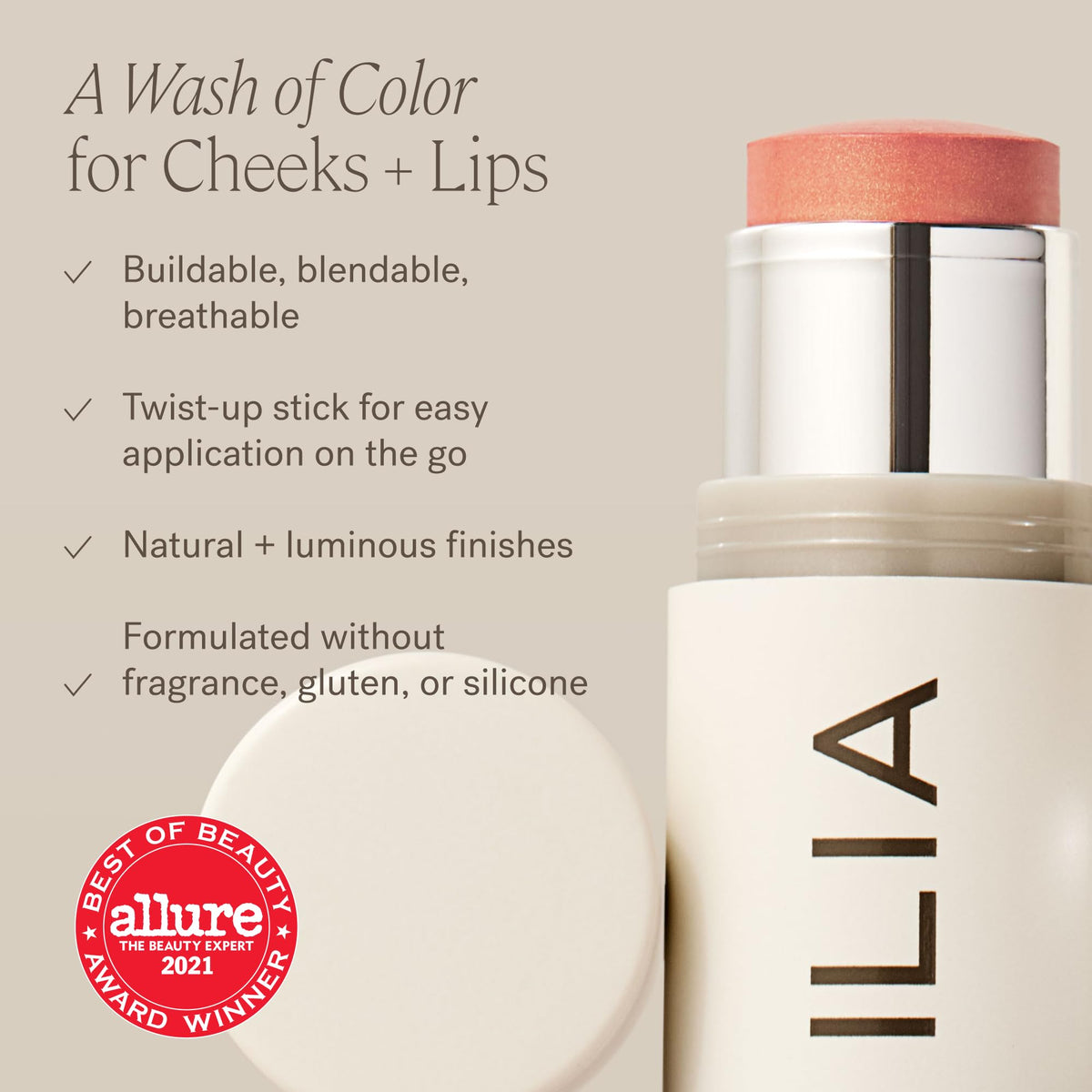 ILIA Multi-Stick Cheek + Lip Color application demonstration