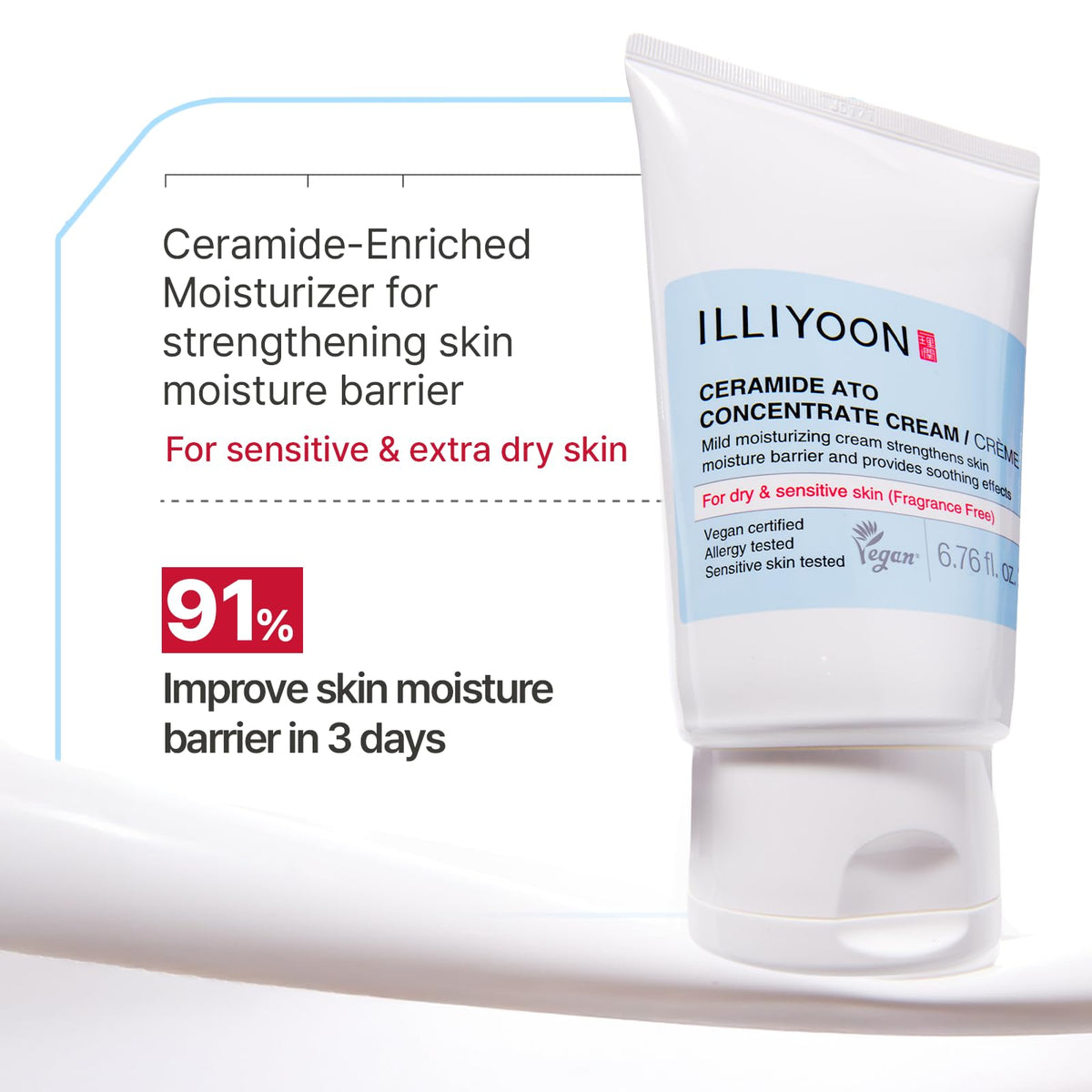 Illiyoon Ceramide Ato Concentrate Cream application on skin