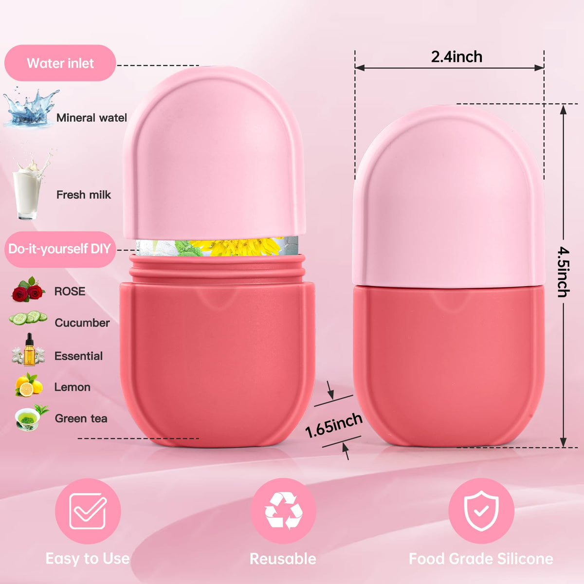 IMEASY Ice Roller with silicone head, side view