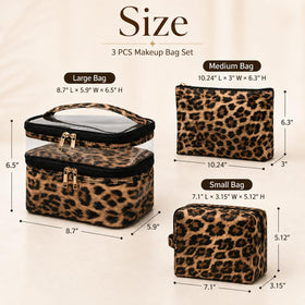 imerelez 3PCS PU Leather Makeup Bag Set medium pouch side view
