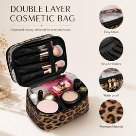 imerelez 3PCS PU Leather Makeup Bag Set small pouch open with cosmetics