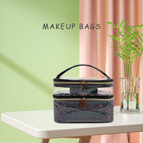 imerelez Double-layer Makeup Bag compactly folded