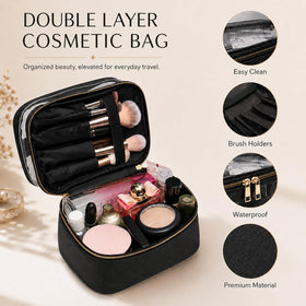 imerelez Travel Makeup Bag showing large capacity and layered design