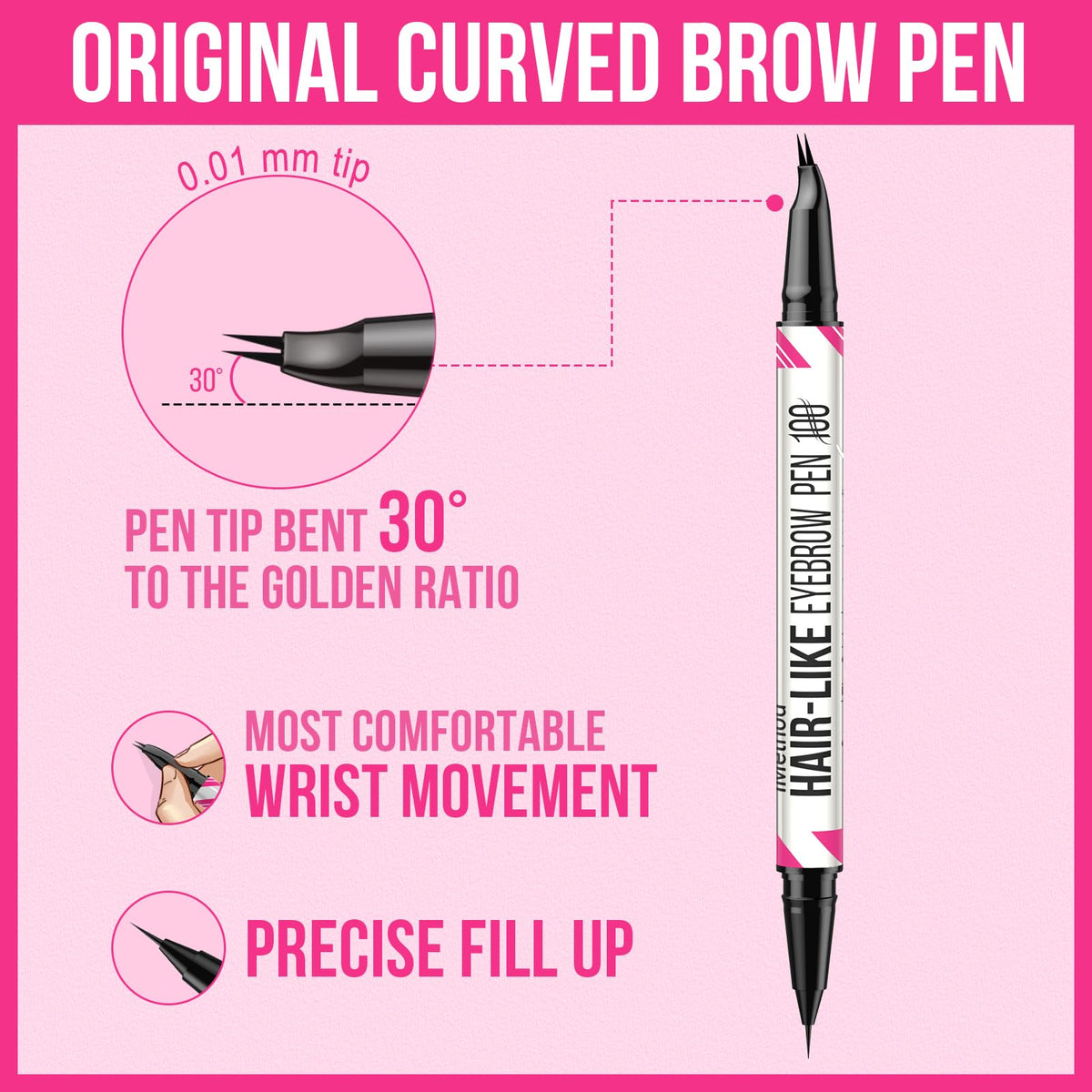iMethod Curved Eyebrow Pen in a makeup bag