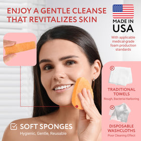 IMPRESA Facial Sponge close-up of single exfoliating pad
