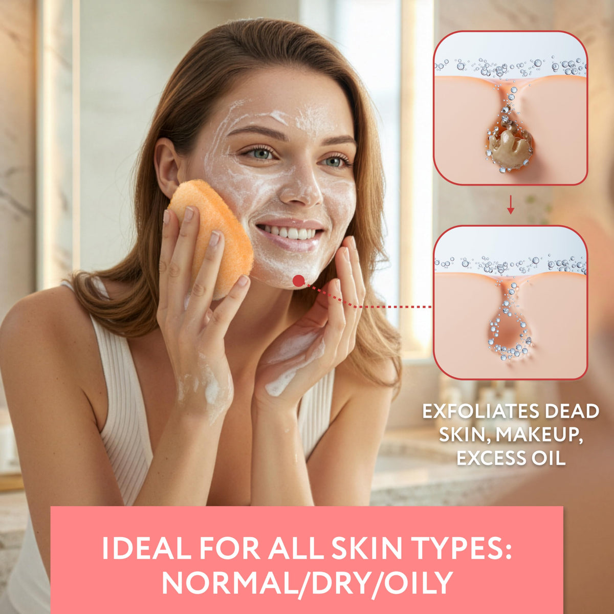 IMPRESA Facial Sponge multi-pack of 10 exfoliating pads