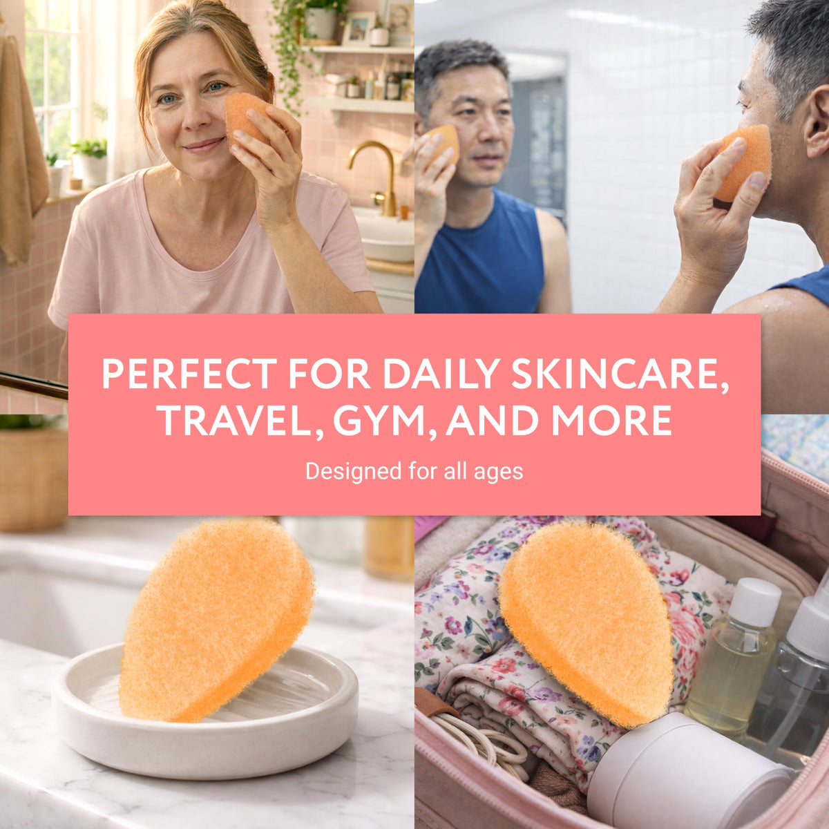 IMPRESA Facial Sponge showing texture of exfoliating pad