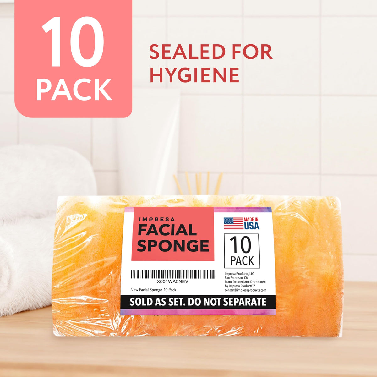 IMPRESA Facial Sponge side view with label details