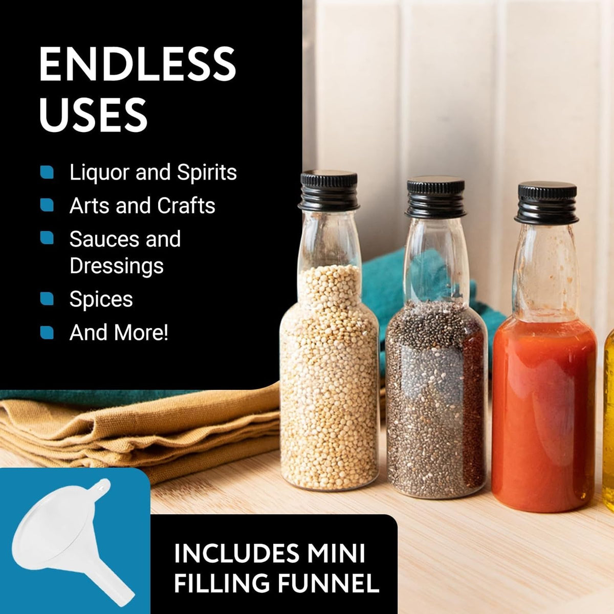 IMPRESA Mini Plastic Bottles 75ml stacked in packaging