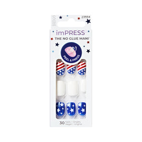 imPRESS Liberty No Glue Press On Nails front view with patriotic design