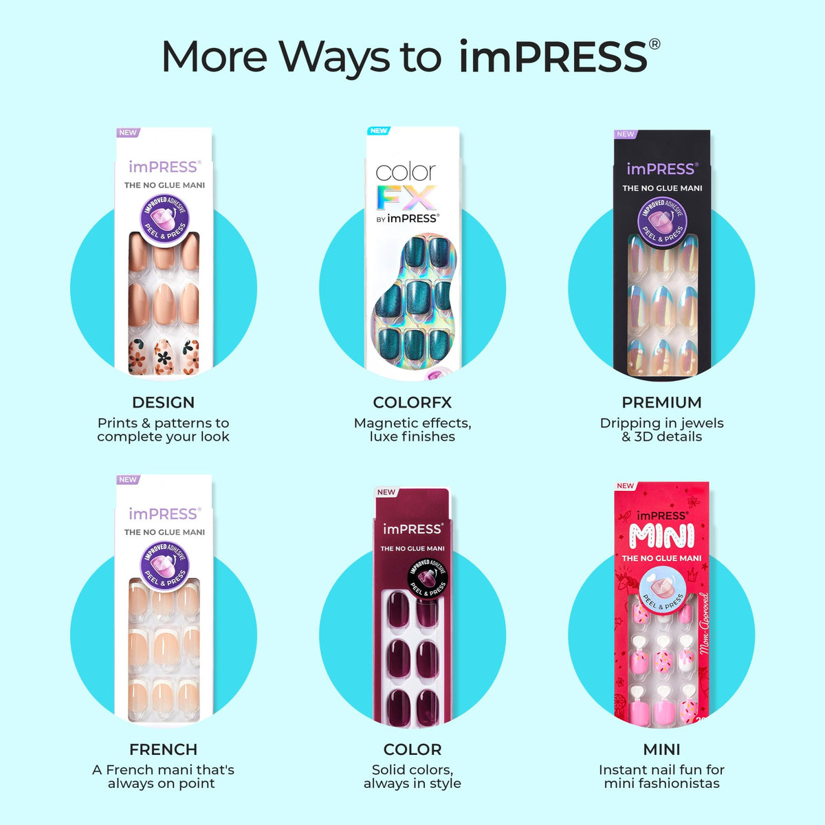imPRESS Liberty No Glue Press On Nails showing red, white, and blue design