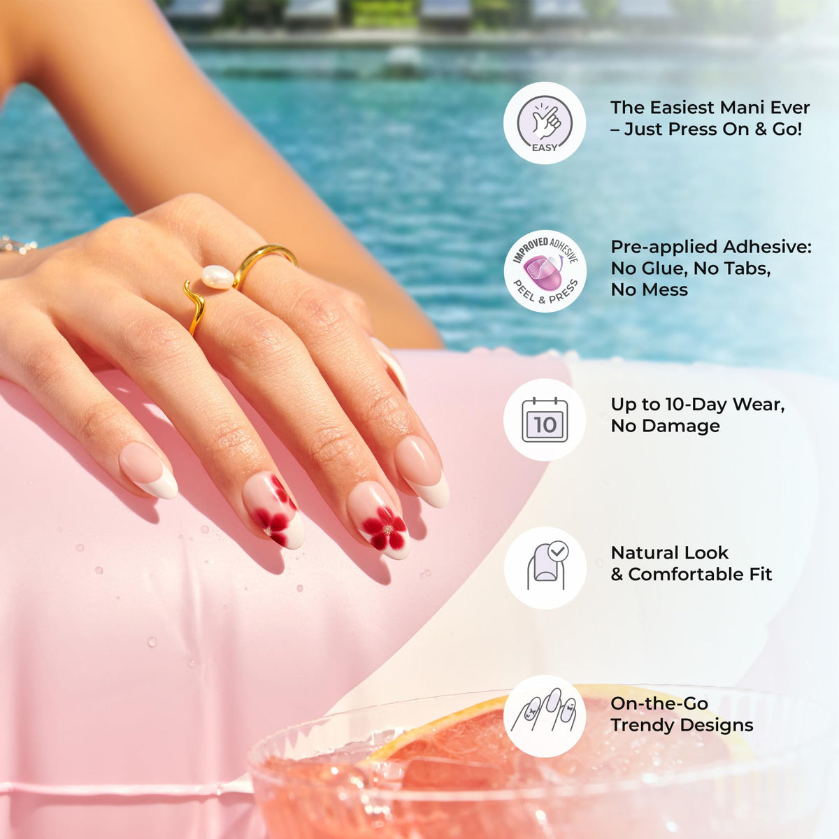 imPRESS Liberty No Glue Press On Nails with prep pad and application guide