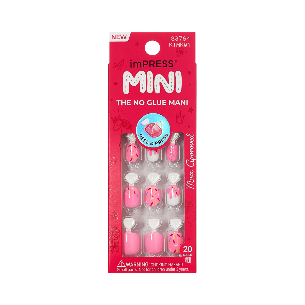 imPRESS Mini Mani Press On Nails pack with pink glitter design