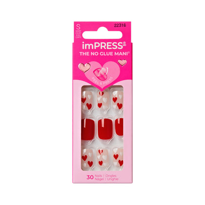 imPRESS No Glue Mani Press On Nails Kiss to Remember red design front view