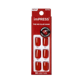 imPRESS Reddy or Not Press-On Nails Kit front view with 30 red nails