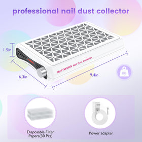 Imptweha Nail Dust Collector showing suction power settings