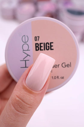 IN.HYPE UV/LED Hard Builder Gel Beige #7 application on nails