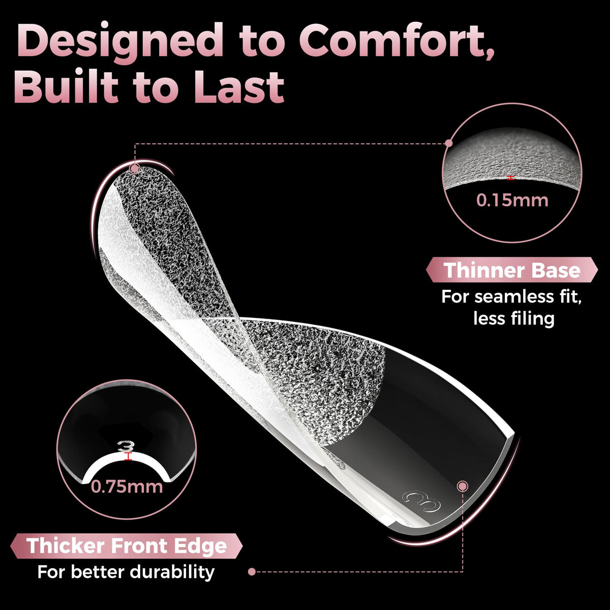 Individual Luckyfairy Medium Gel Coffin Nail Tip showing matte finish
